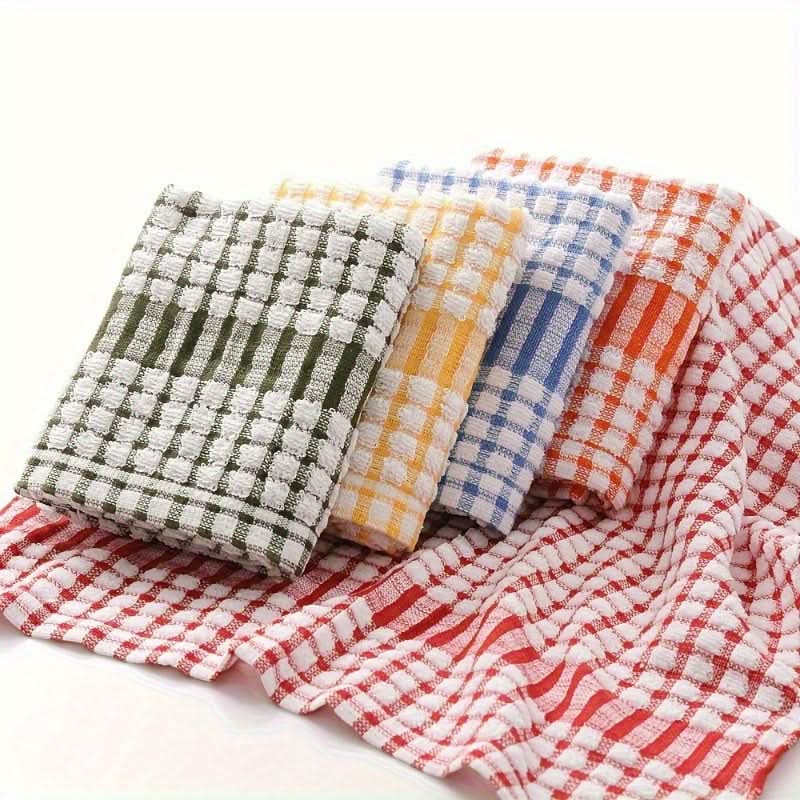 Soft Quick-Dry Reusable Kitchen Cloth Set in Plaid Design