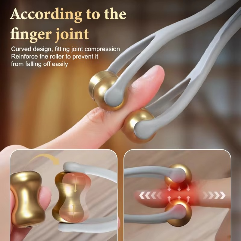Acupressure Finger Massager Featuring Brass Rollers