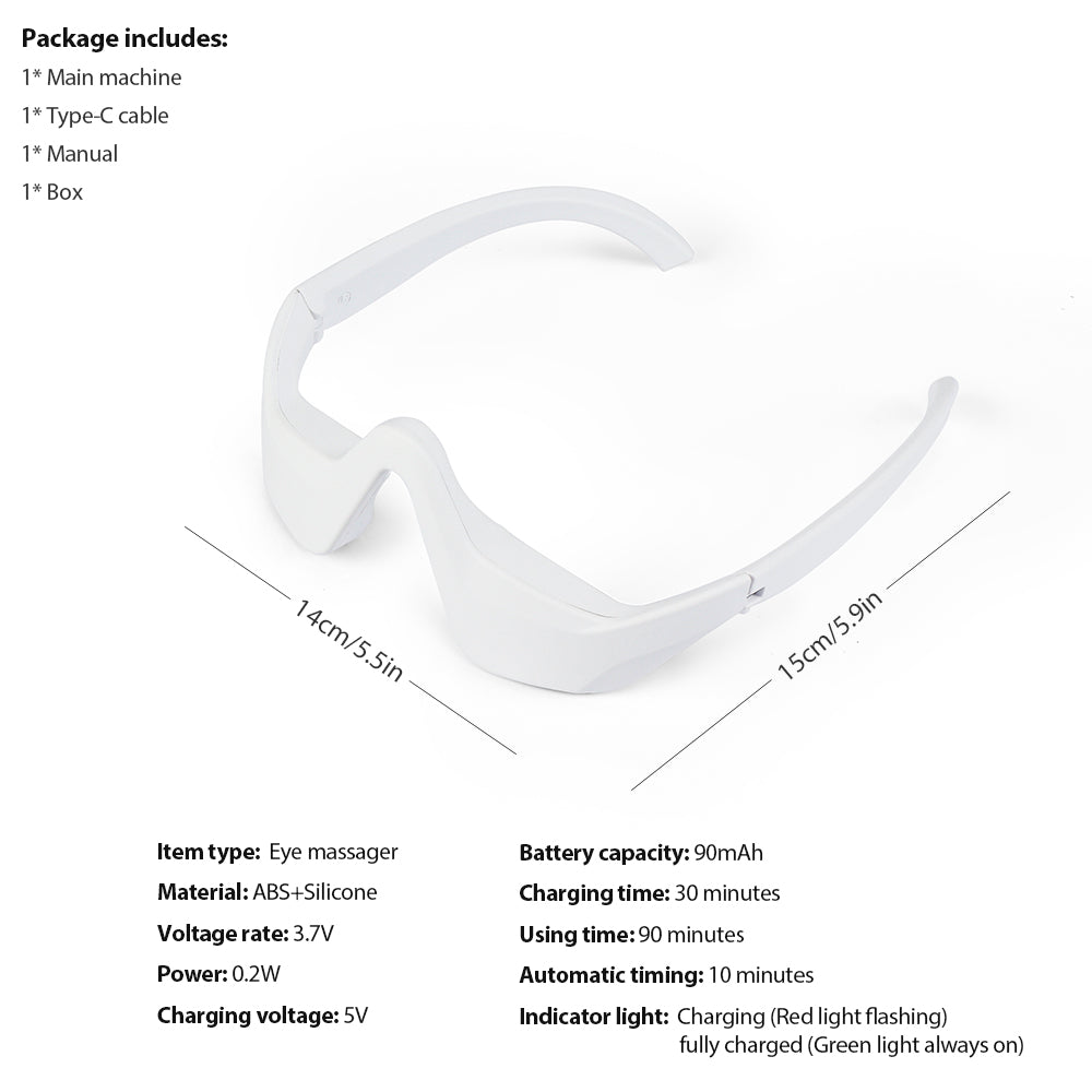 Eye Massager with Four Modes and Red Light for Wearable Relaxation