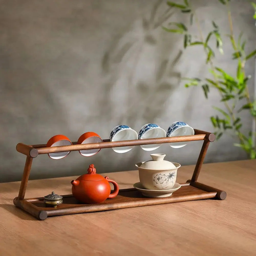 Tea and Tableware Wooden Display Shelf – Stylish Table Presentation