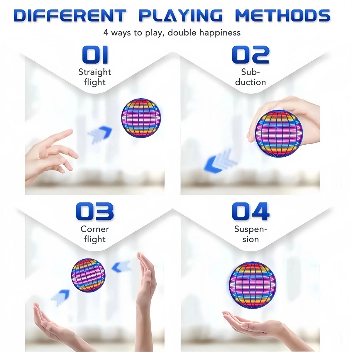 LED Flying Spinner with Hand Control and Boomerang Return Feature