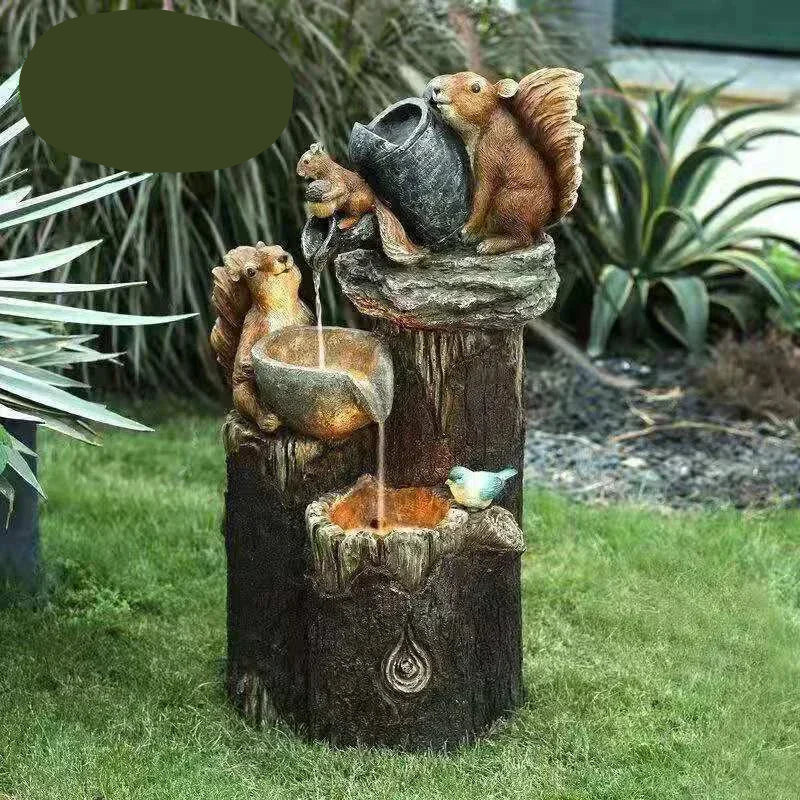 LED Lighted Solar Fountain for Garden with Animal Sculptures