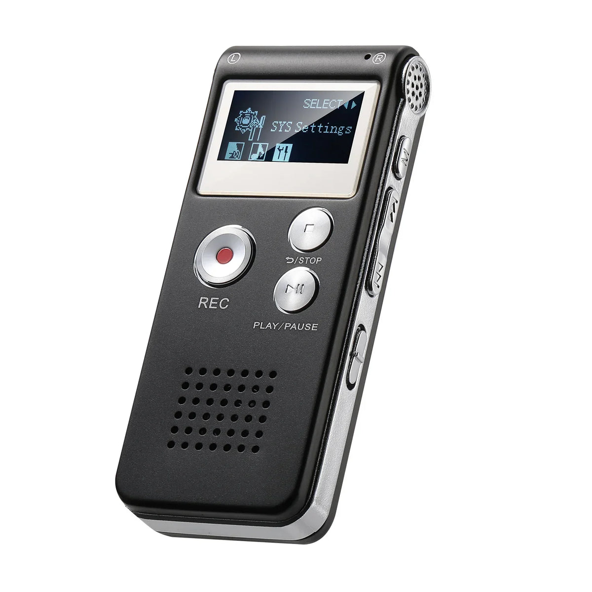 Voice-Activated Digital Recorder with Built-In Speaker and Headphone Port