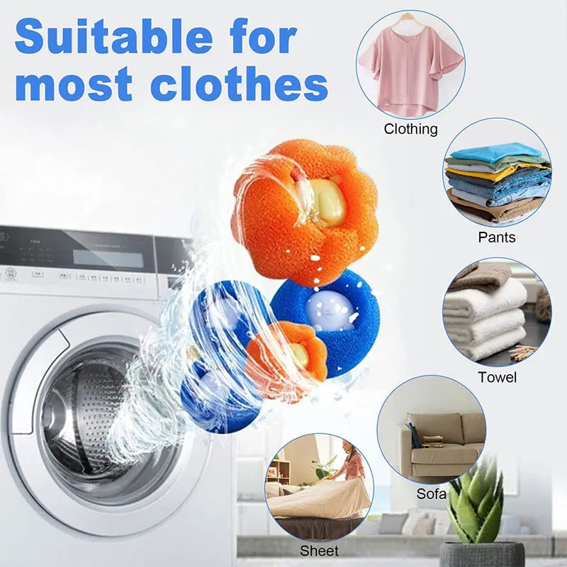 Set of 6 Laundry Balls for Pet Hair Removal – Hair-Free Washing