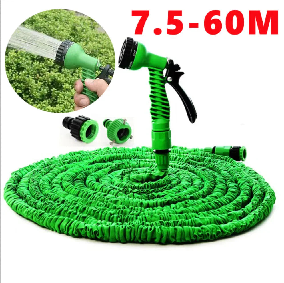 Expandable Garden Hose with 7-Function Spray Nozzle – Triples in Length