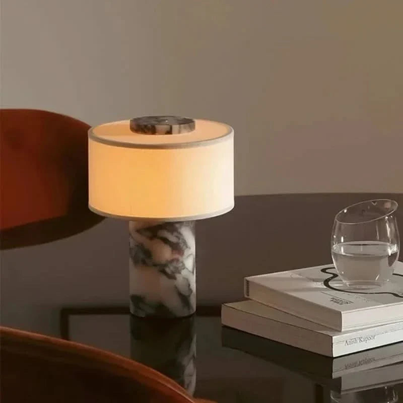 Dimmable Table Lamp with Natural Marble Finish
