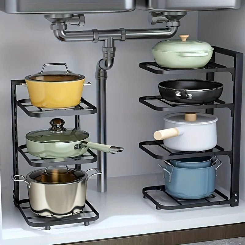 Adjustable Height Pot and Pan Organizer – Neatly Arrange Your Kitchen