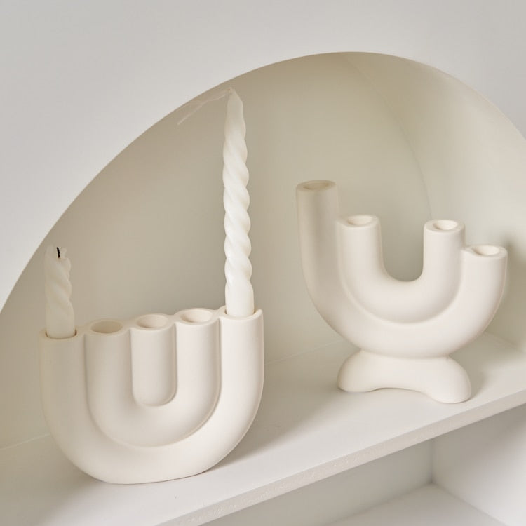 U-Shaped Ceramic Candle Holder