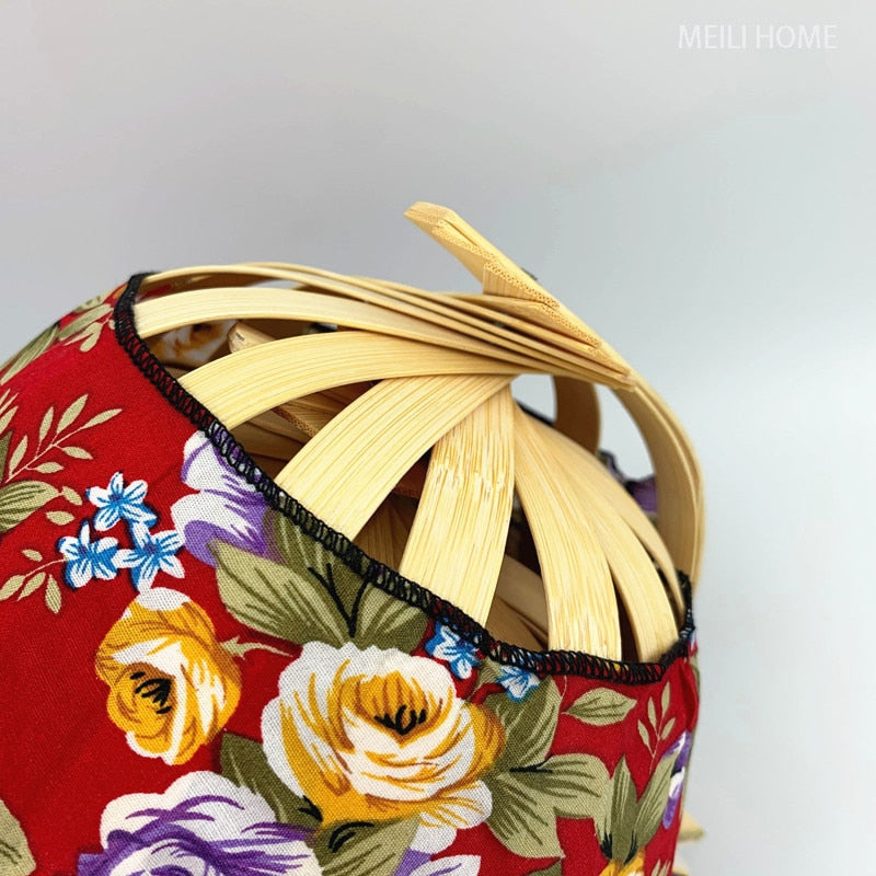 Floral Patterned Foldable Sun Hat Made of Bamboo