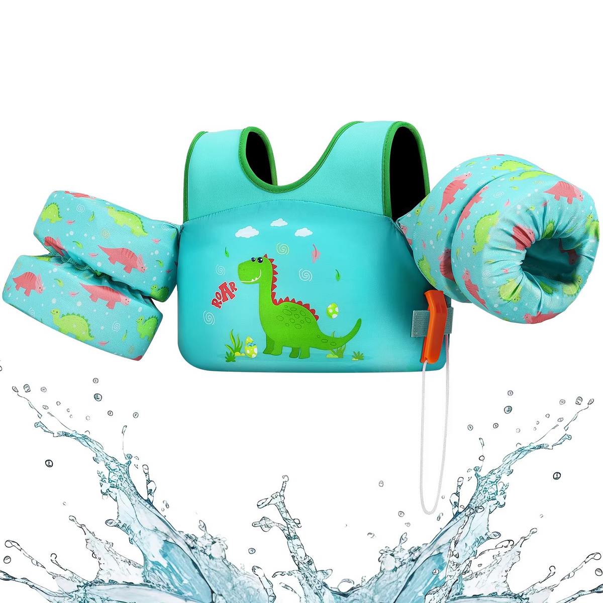 Children's Foam Swim Vest with Arm Floats and Safety Whistle