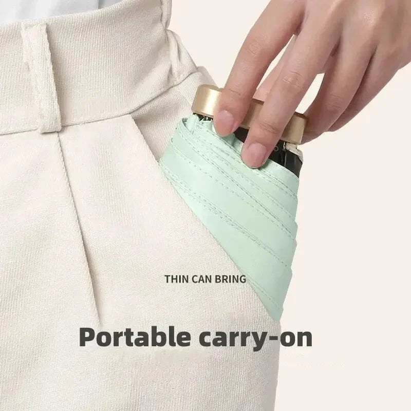 Folding Umbrella with Vinyl Canopy, UV Protection, and Wind Resistance