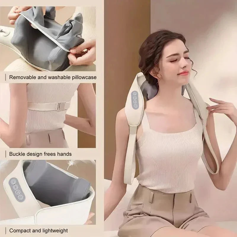 Portable Shiatsu Massager for Neck and Shoulders with Heat – Rechargeable