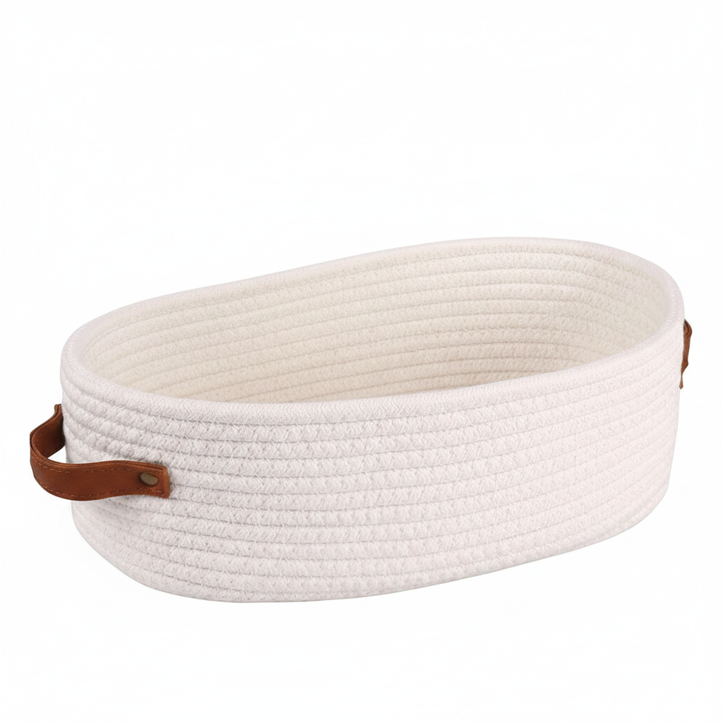 Oval Woven Basket for Organizing Bathroom Essentials