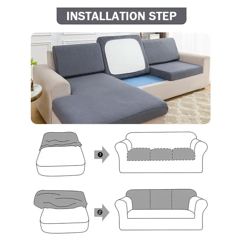 Thick Solid Color Sofa Seat Cover for Comfortable Stretch Fit