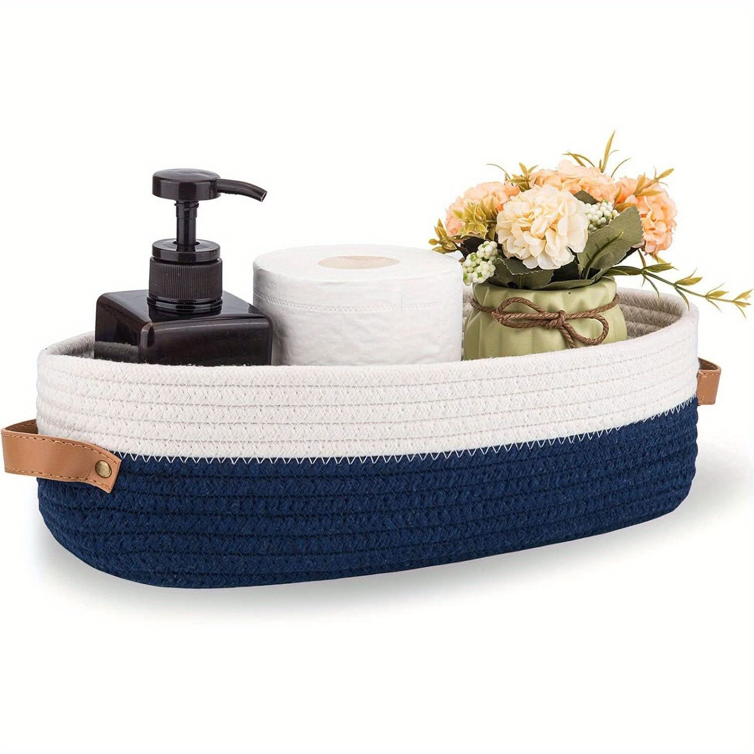 Oval Woven Basket for Organizing Bathroom Essentials
