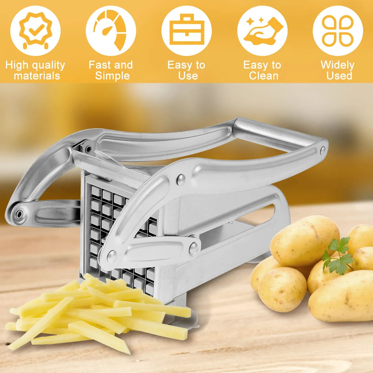 Heavy-Duty Vegetable Chopper and Potato Slicer - Stainless Steel Fry Cutter