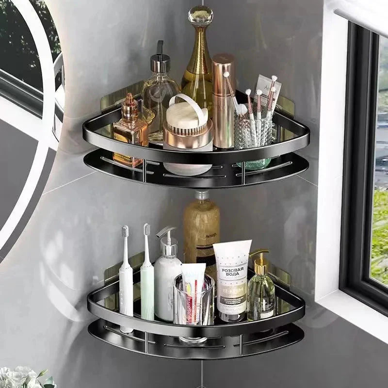 Aluminum Corner Shelf for Shower and Bathroom - No Drilling Required