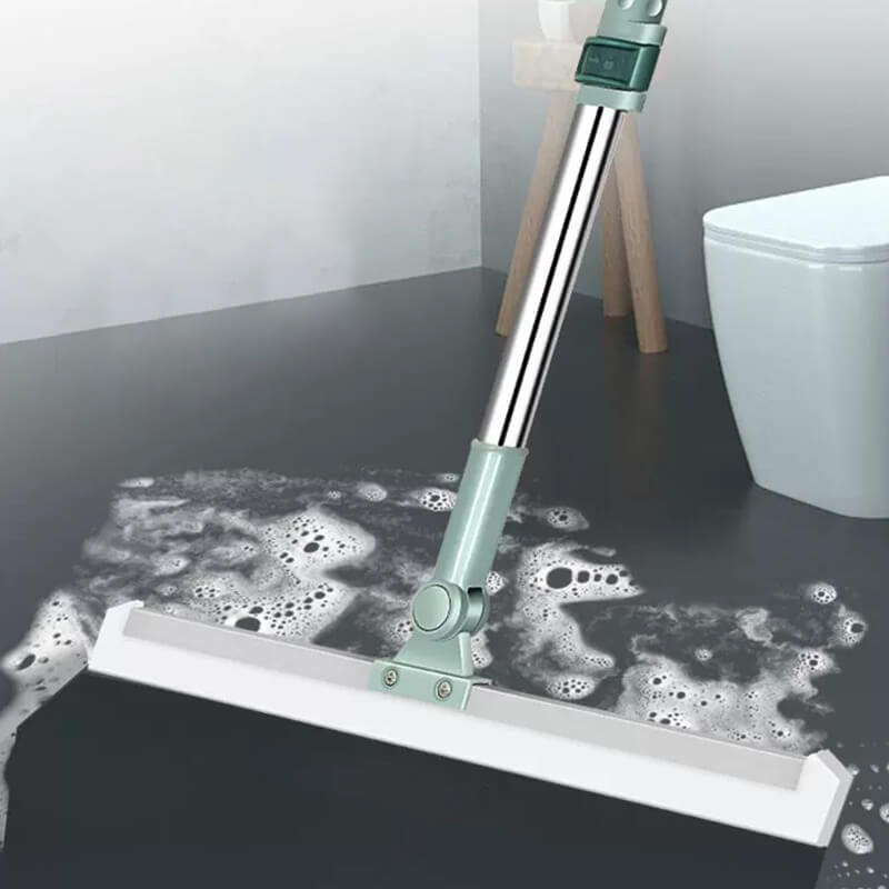 Silicone Floor Squeegee with Adjustable Handle and 180° Rotating Head