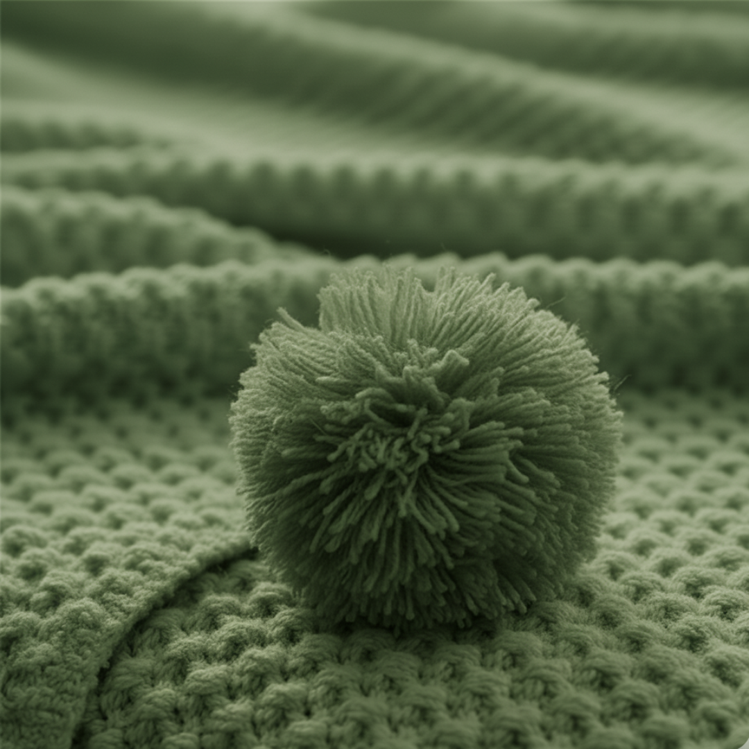 Waffle Knit Throw Blanket in Scandinavian Style with Fun Pom Pom Tassels