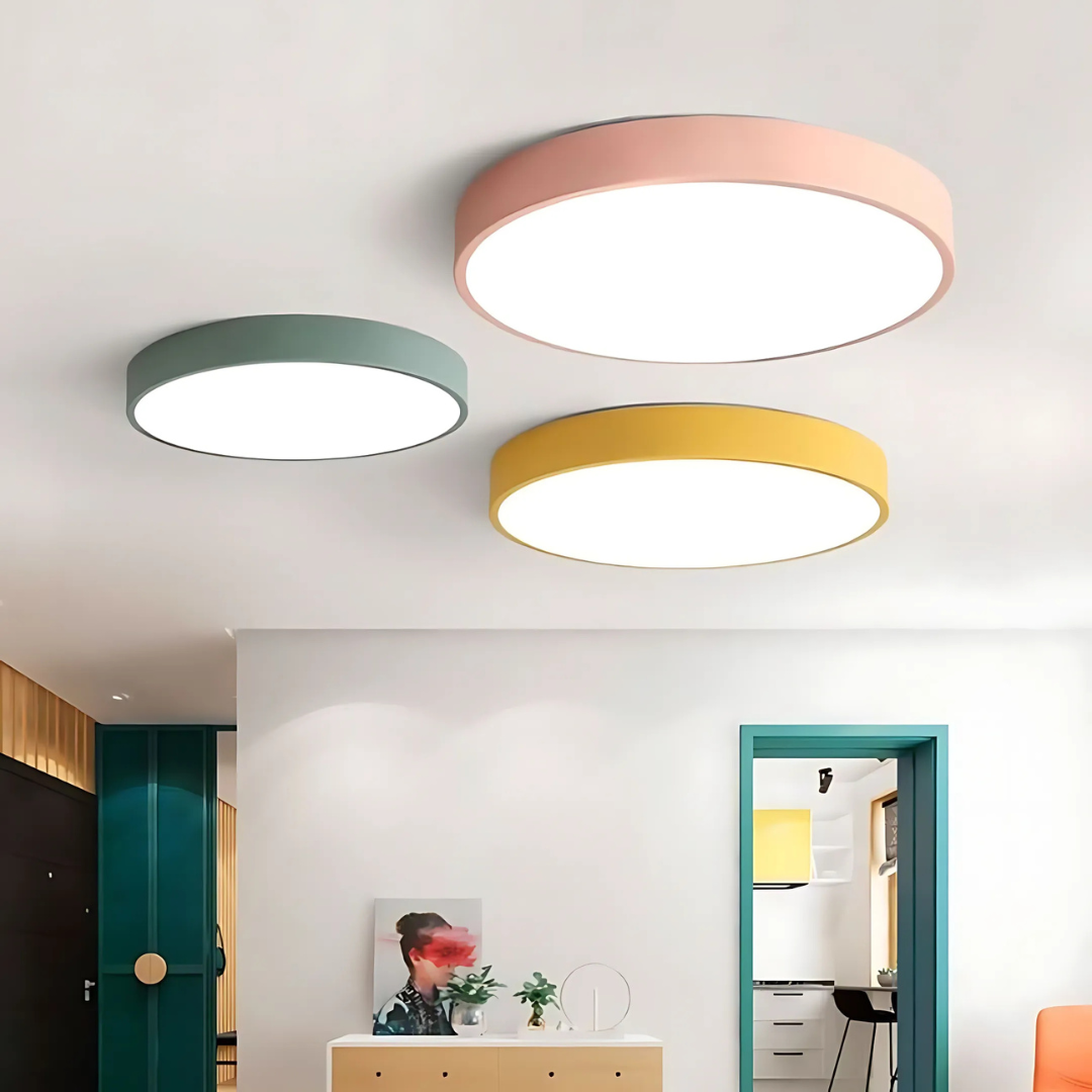 Scandinavian Flush Mount LED Ceiling Light in Wood Finish