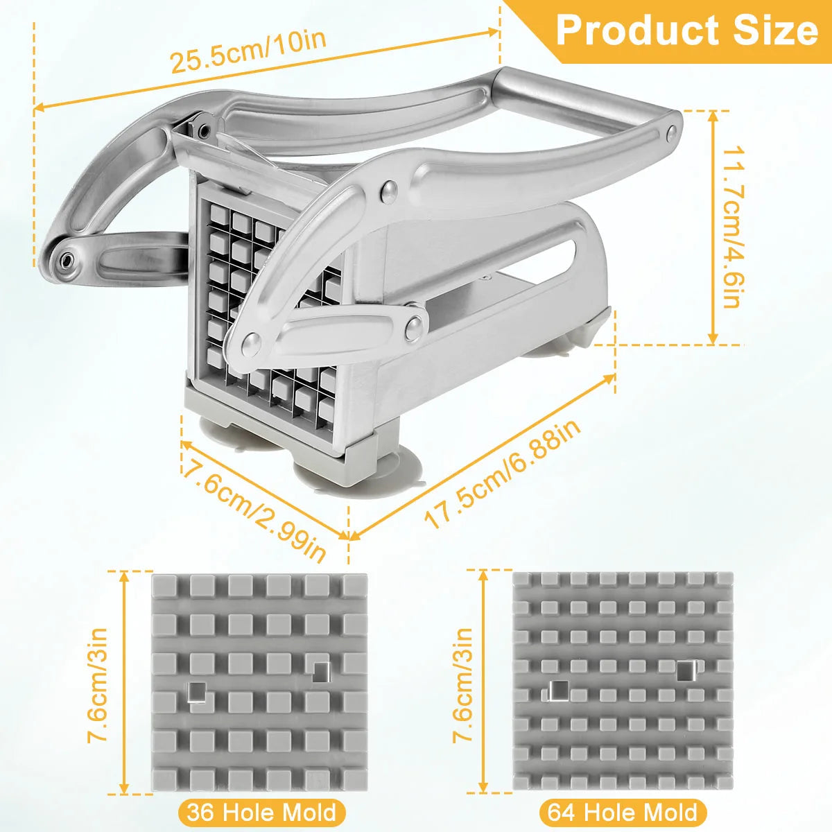 Heavy-Duty Vegetable Chopper and Potato Slicer - Stainless Steel Fry Cutter