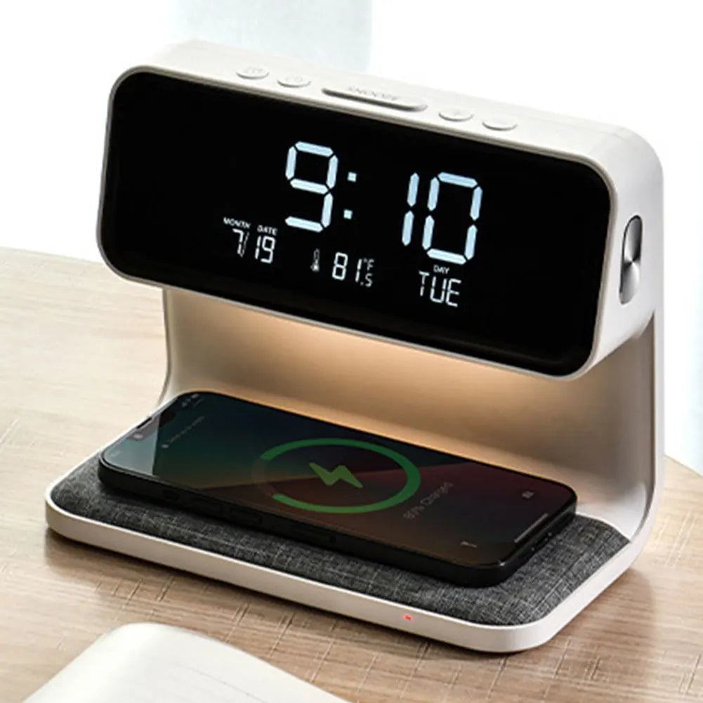 Alarm Clock and Wireless Charging Station Bedside Lamp