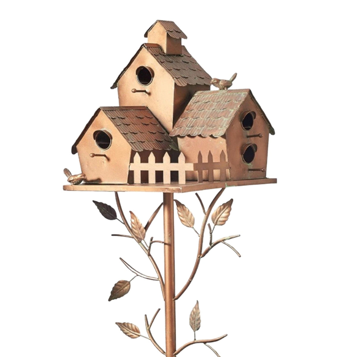 Handcrafted Garden Stake Birdhouse – Decorative Metal Feeder Sculpture for Outdoor Spaces