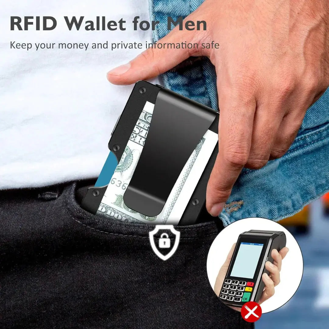 RFID Metal Card Holder – Holds 12 Cards, Includes Money Clip, 4 Styles