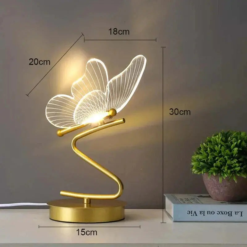 LED Table Lamp with Acrylic Wings – Elegant Butterfly Design