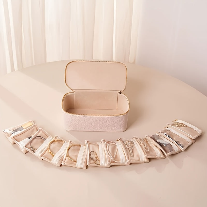 Jewelry Travel Case with Removable Velvet Pouch and Viewing Window