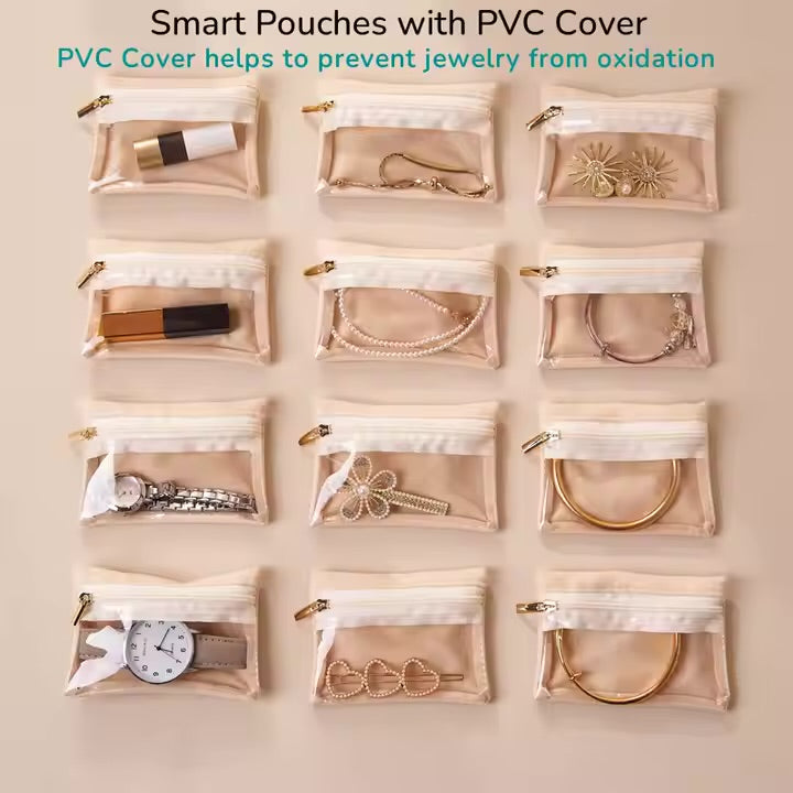 Jewelry Travel Case with Removable Velvet Pouch and Viewing Window