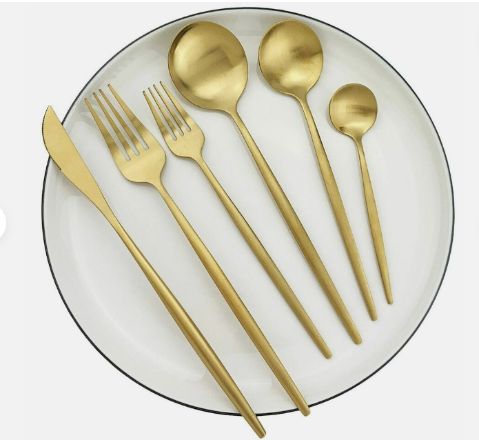 Minimalist Stainless Steel Cutlery Set 18/10 with Titanium Coating
