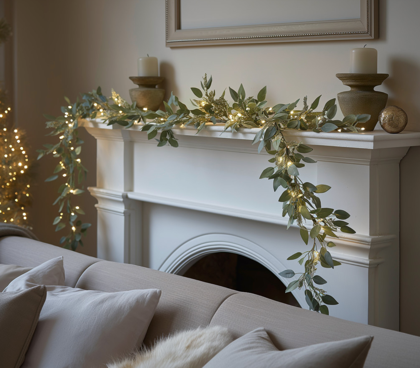 Warm White LED String Lights in Olive Branch Design – 2 Meters