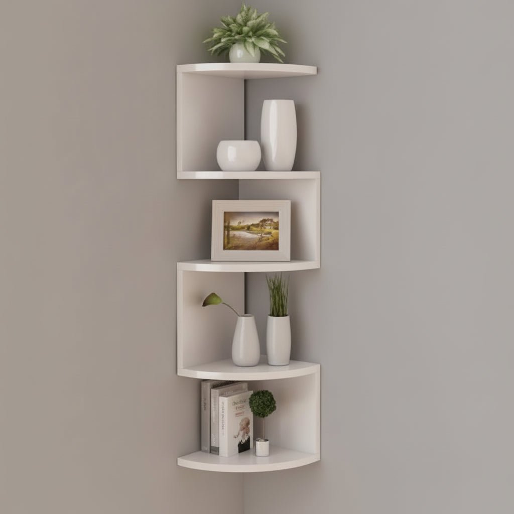 Zigzag Design Corner Shelf – 5-Tier Space-Saving Organizer