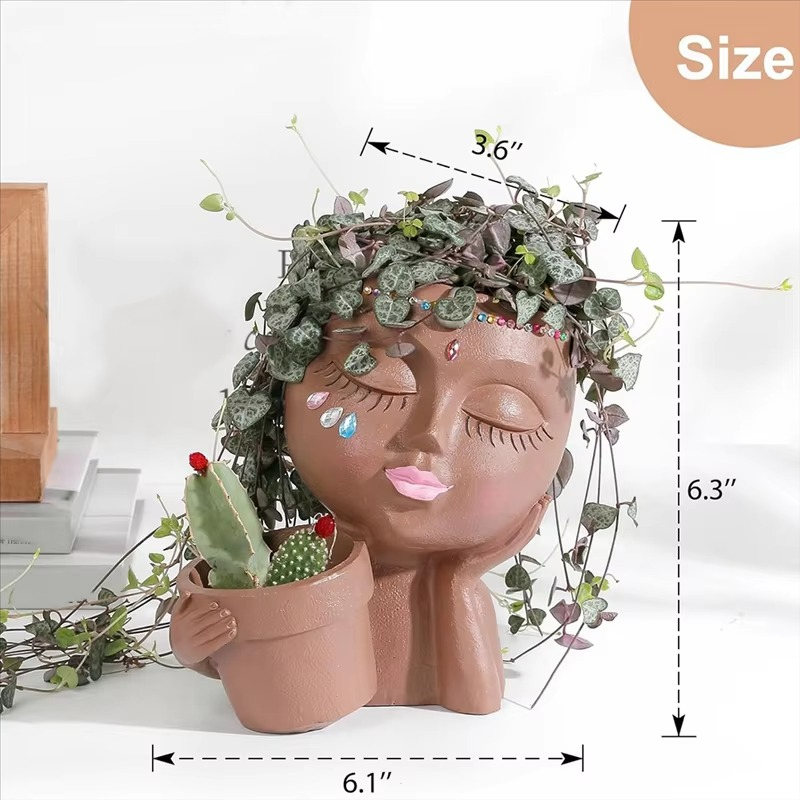 Indoor-Outdoor Planter with Drainage – Dual Face Sculptural Design
