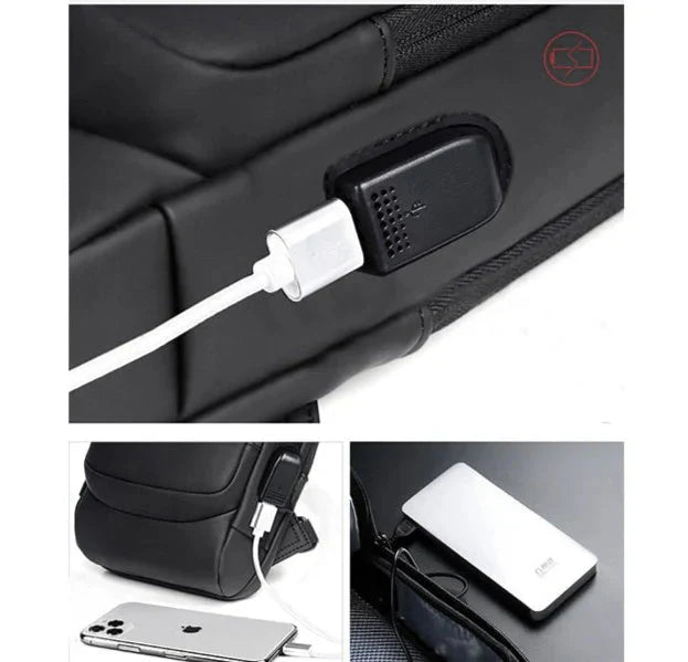 Tablet Shoulder Bag Featuring USB Port and Combination Lock – 3 Colors