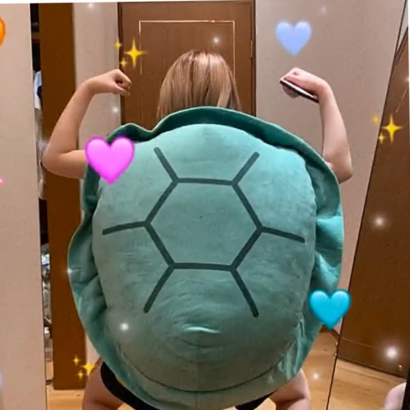 Curved Support Plush Pillow with Cotton Cover in Turtle Shell Design