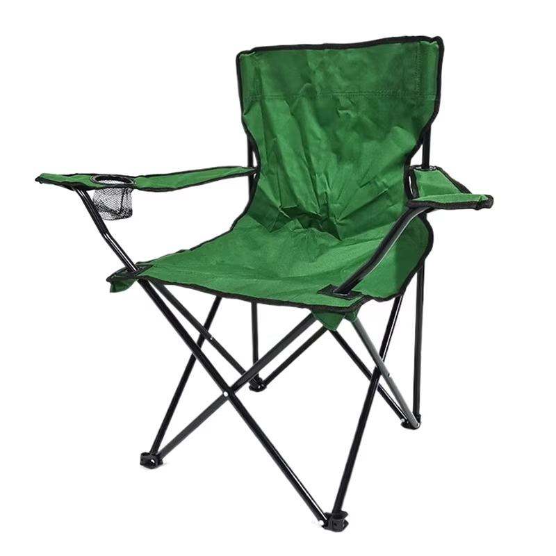 Portable Outdoor Folding Chair with Armrests and Cup Holder for Events, Camping, Fishing