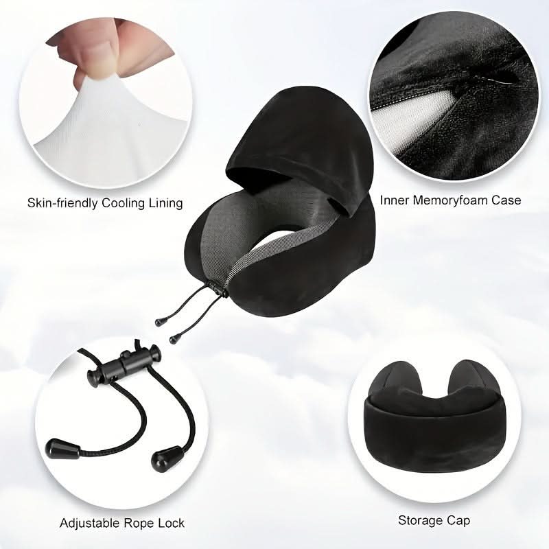 Hooded U-Shaped Pillow for Relaxation and Comfort