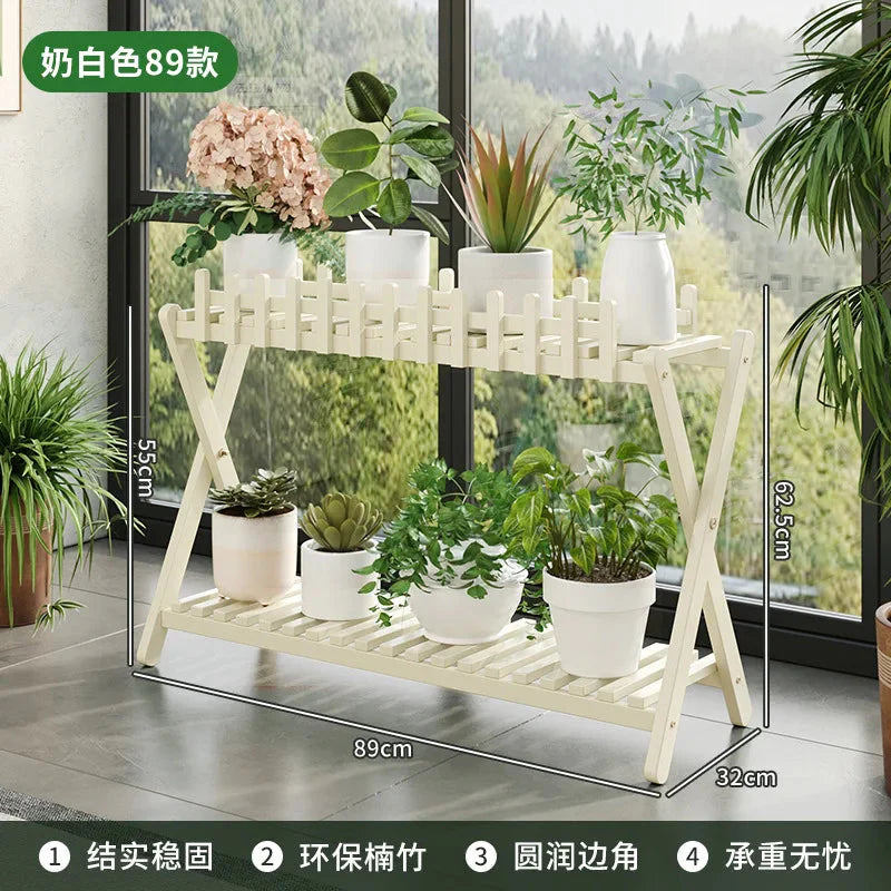 2-Tier Bamboo Plant Stand – Decorative Fencing in 3 Sizes