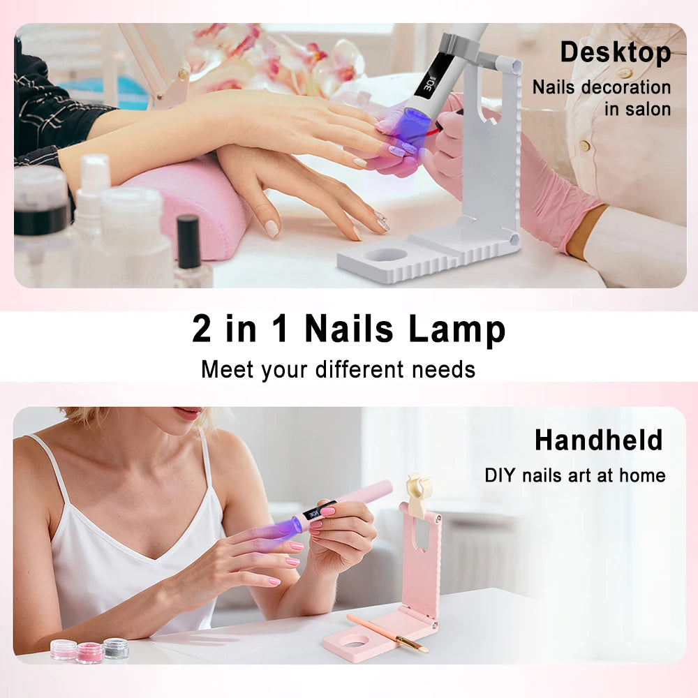 Handheld or Hands-Free UV Gel Nail Applicator with Stand