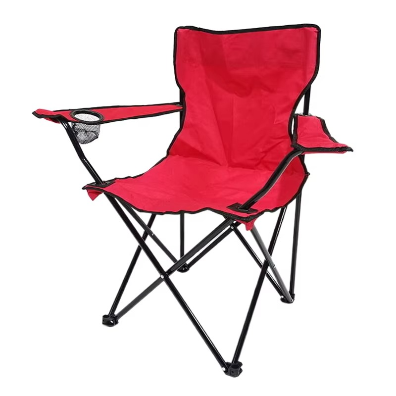 Portable Outdoor Folding Chair with Armrests and Cup Holder for Events, Camping, Fishing