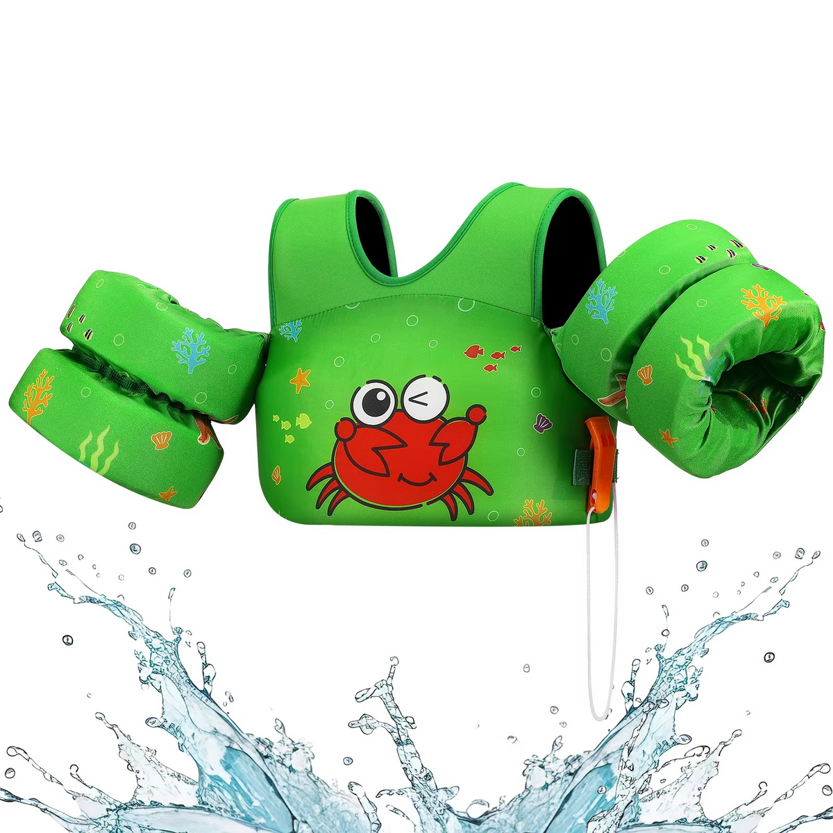 Children's Foam Swim Vest with Arm Floats and Safety Whistle