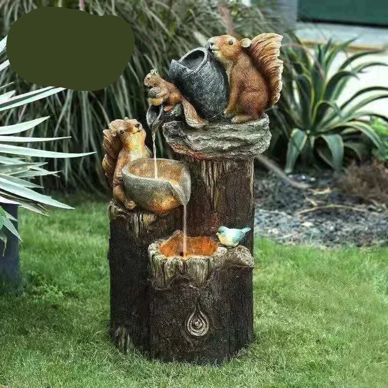 LED Lighted Solar Fountain for Garden with Animal Sculptures