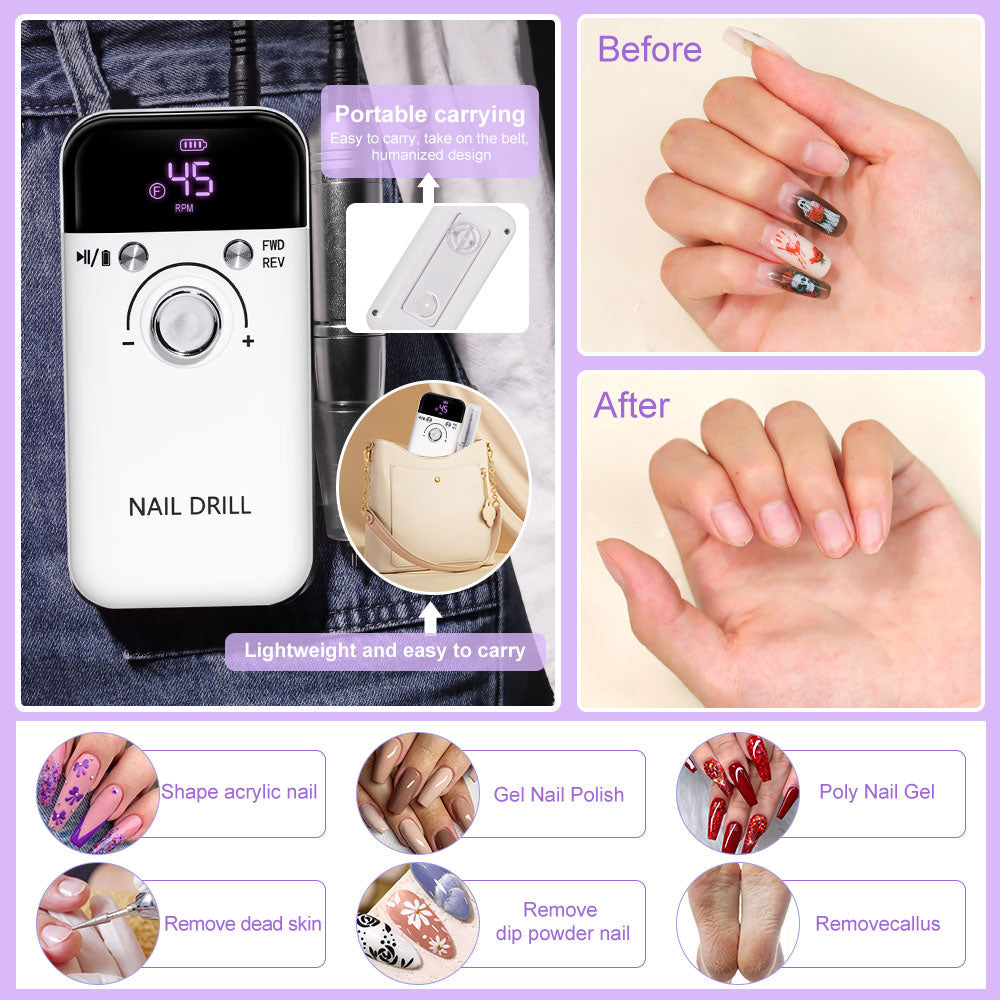 Rechargeable Electric Nail File 45000 RPM for Acrylic and Gel