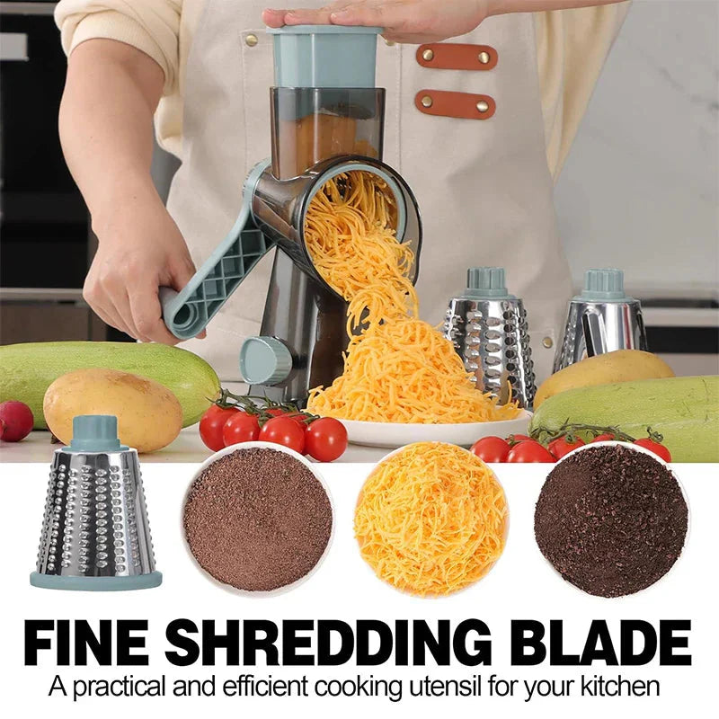 Grater with 3 Stainless Steel Drums – Rotary Design