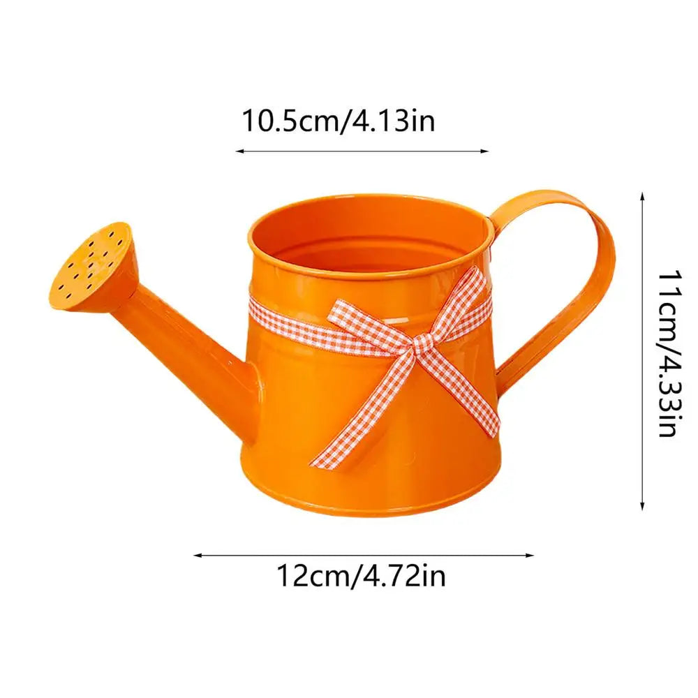 Ribbon Bow Adorned Decorative Metal Watering Can