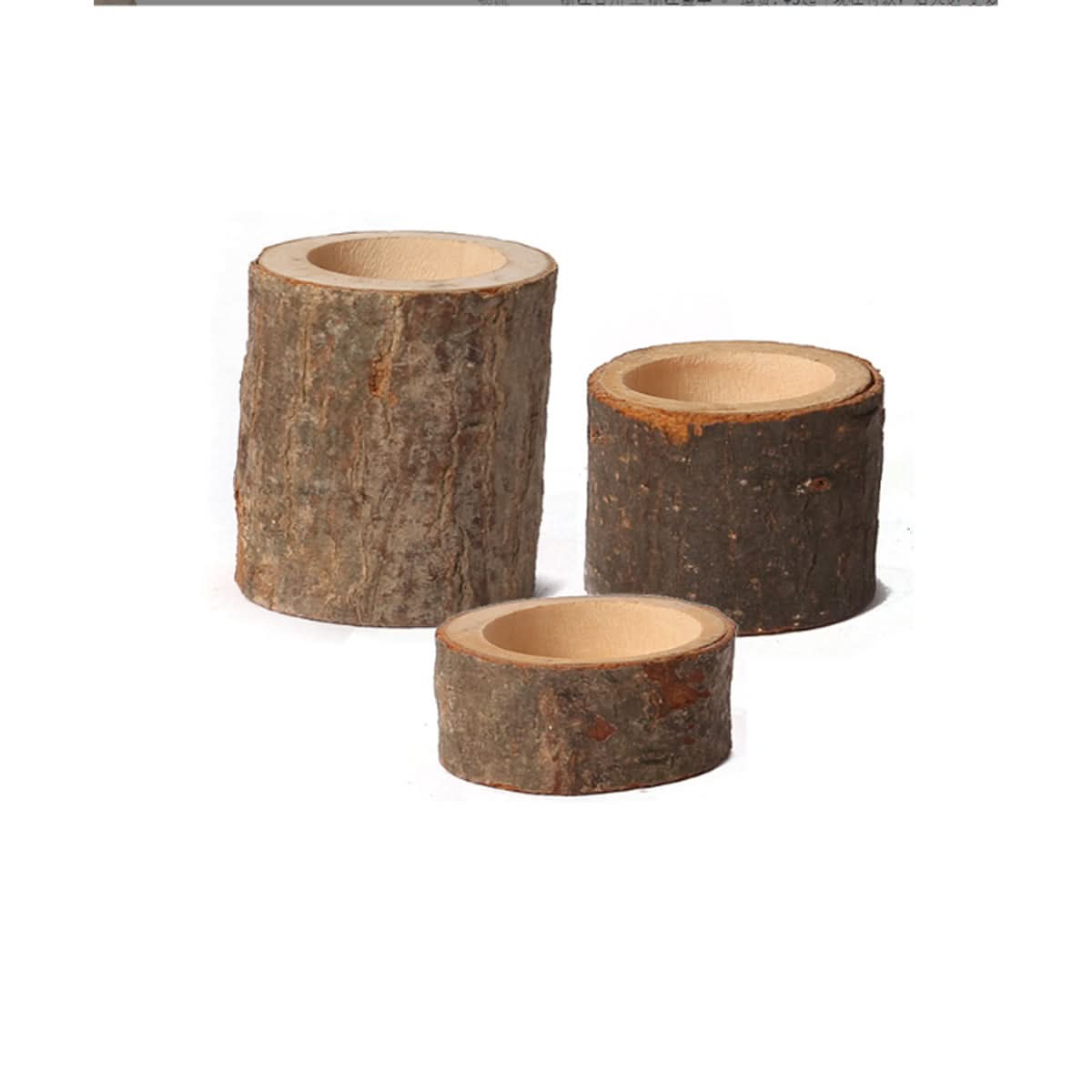 Three-Piece Wooden Tea Light Decoration Set