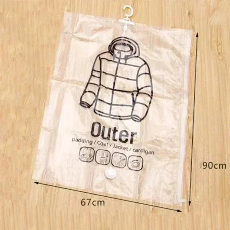 Set of 3 Vacuum Storage Bags for Clothes - Space Efficient Hanging Design