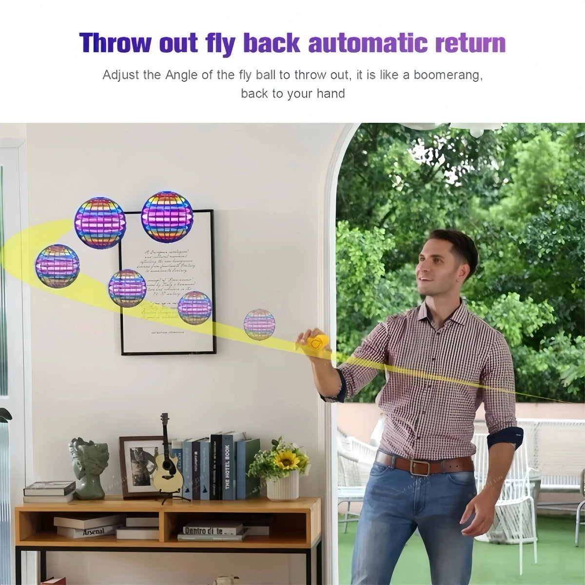 LED Flying Spinner with Hand Control and Boomerang Return Feature